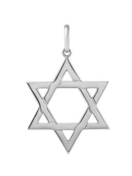 Подвеска Звезда Давида большая из серебра 925 пробы, фото на белом фоне