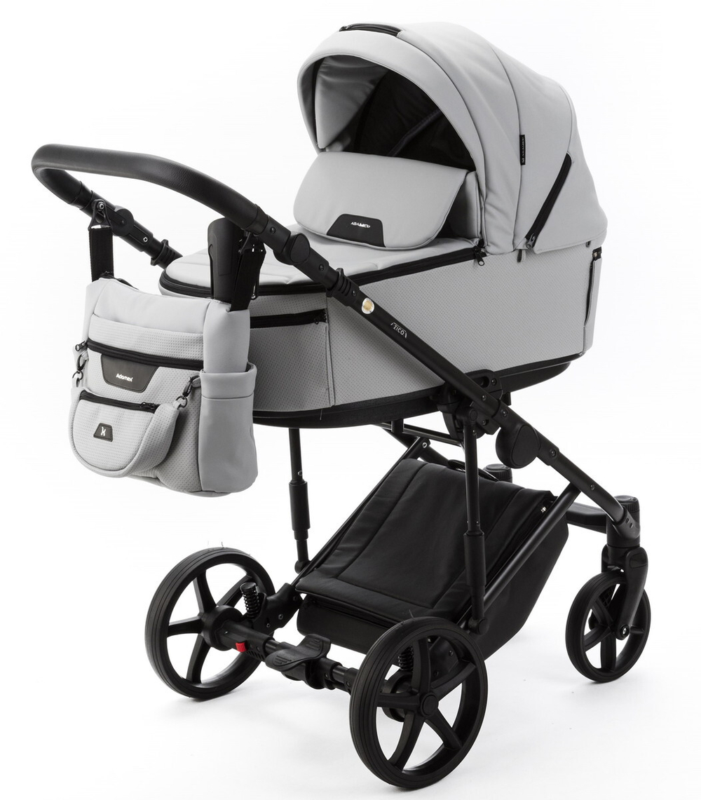 Детская коляска Adamex Zico Deluxe New 2 в 1 ZN-SA03 СВЕТЛО-СЕРАЯ КОЖА