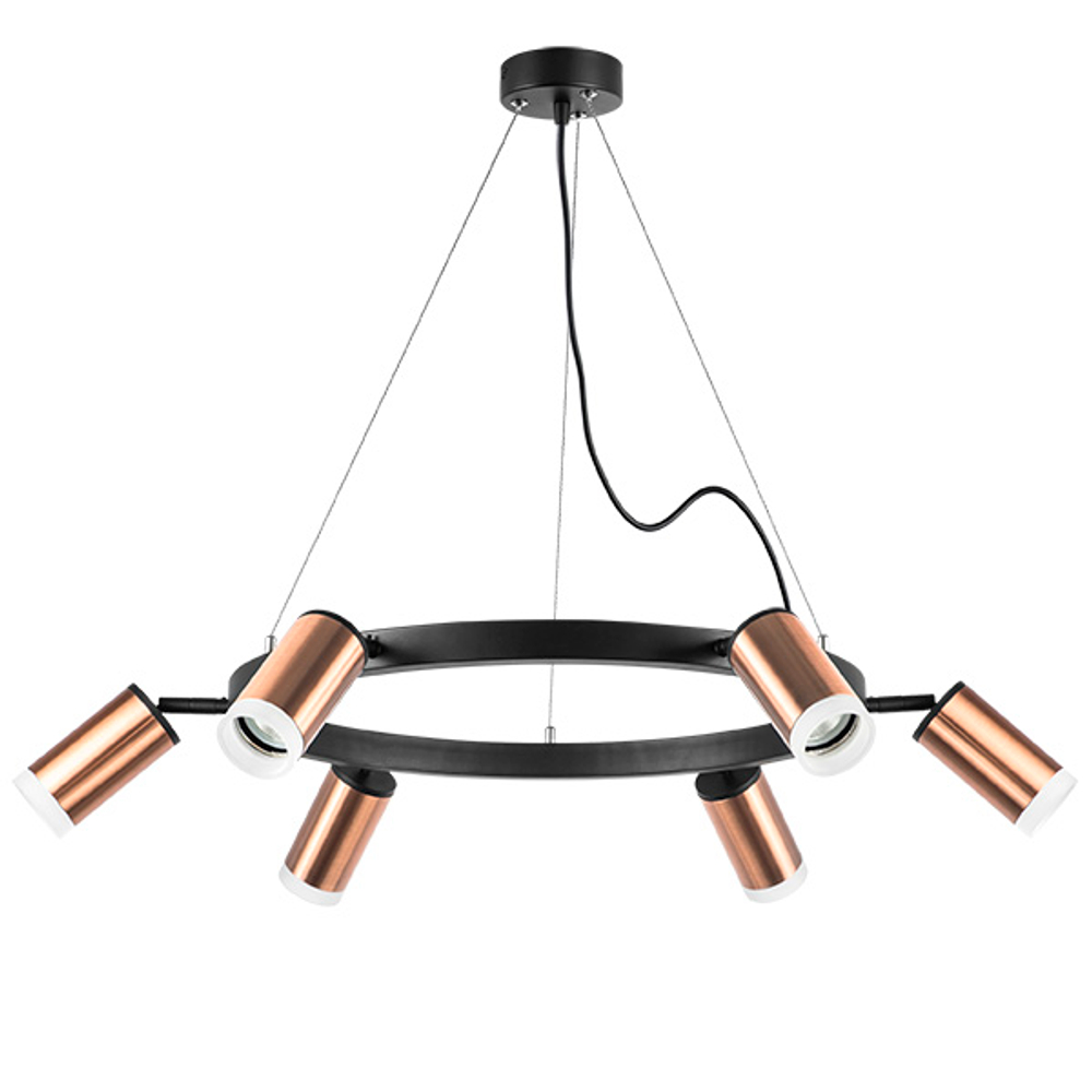 LR0163060 Люстра RULLO 6х50W GU10 ЧЕРНЫЙ/МЕДЬ (571016+214430-6+202430-6)