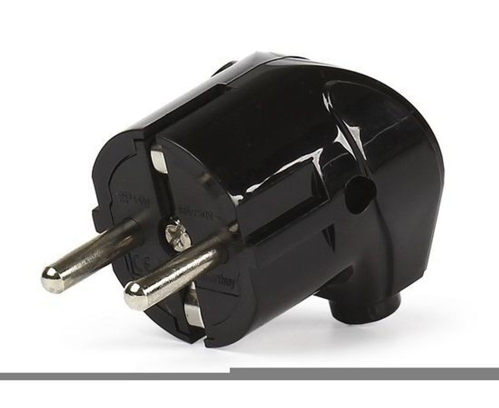 Вилка Smartbuy, угловая с заземлением черная 16А 250В (SBE-16-P02-b)