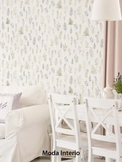 Обои флизелиновые Provance (Moda Interio), прованс веточки сине-зеленые, для прихожей, метровые