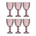 MILLIMI Набор бокалов 6 шт, 320 мл, стекло, бордовый ромб