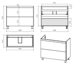 Атлантик -100 Тумба напольная  с 2 ящ. закруг. края / раковина