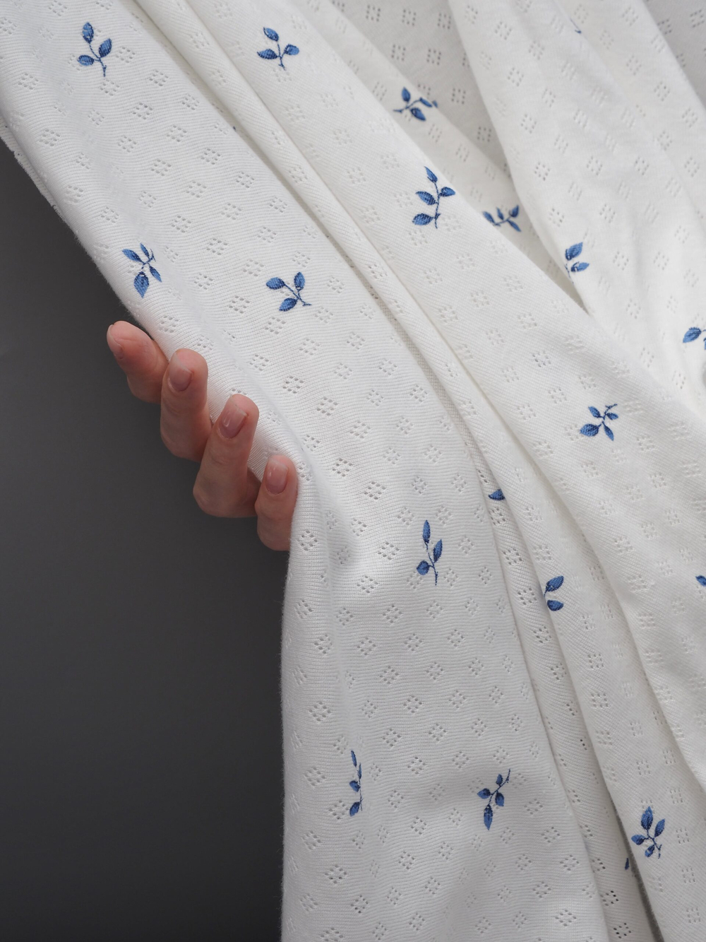 Рибана ажурная в ромбик, цвет шампань с принтом, 100% хлопок