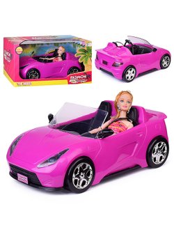 Игрушка Машина с куклой розовая (9010C)