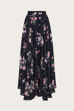 Юбка из черного шелка с авторским принтом