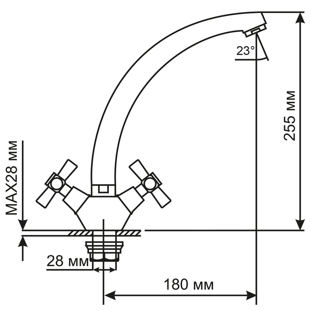 Смеситель для кухни MIXLINE ML09-032 высокий излив (522137)