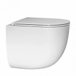 Унитаз подвесной ABBER Bequem AC1132TC-AC0105-AC0120 белый/кнопка хром глянцевый, с крышкой микролифт, с инсталляцией, безободковый, слив-торнадо
