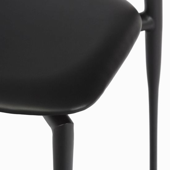 Обеденный стул Wagner черный металлический каркас, черная экокожа, черная деревянная спинка