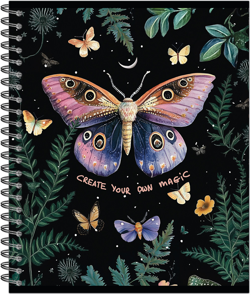 Тетрадь общая 96 л., ВОЛШЕБНЫЙ ЛЕС, обложка-мелов.картон+соффтач-лак, металлический гребень