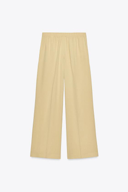 ZARA ШИРОКИЕ БРЮКИ С ДЕКОРАТИВНОЙ СТРОЧКОЙ, ЖЕЛТЫЙ