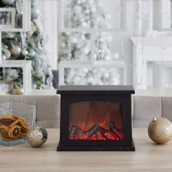ULD-L2821-005-DNC-RED BLACK FIREPLACE Светильник светодиодный Камин с эффектом пламени. питание от батареек 3АА не в-к или USB в-к. 28х21см. 5 светодиодов. Корпус черный. TM Uniel