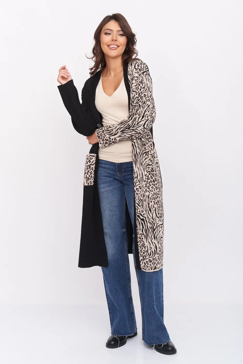 Кардиган Д 3272/черно-бежевый