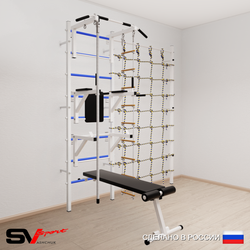 Шведская стенка Sv Sport 5950 (Турник стандарт/Брусья/Стойка/Скамья/Канат/Лестница/Канатный лаз)