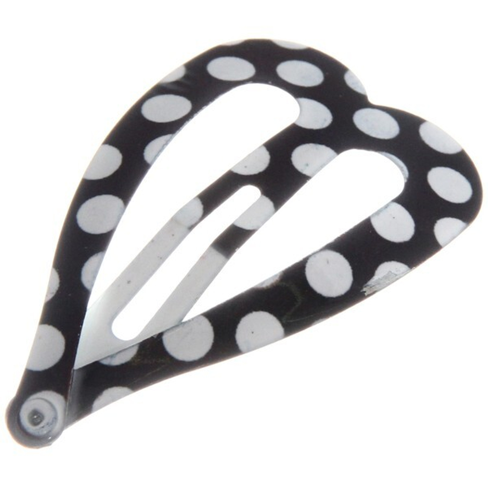 Зажим для волос 10 шт на блистере «Сердце» в горох, цвет черно-белый, 4.5*2,7см