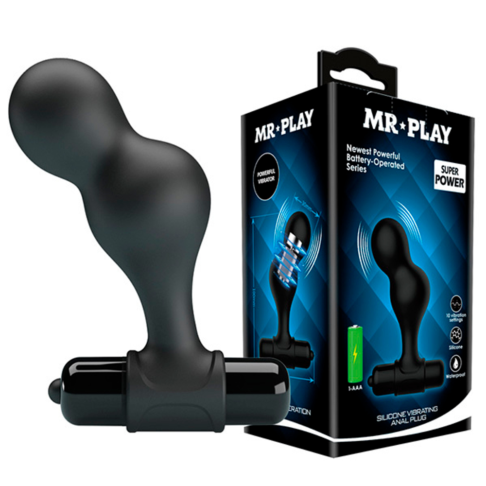 Черная анальная вибропробка 10см Mr.Play Silicone Vibrating Anal Plug BI-040133-MR