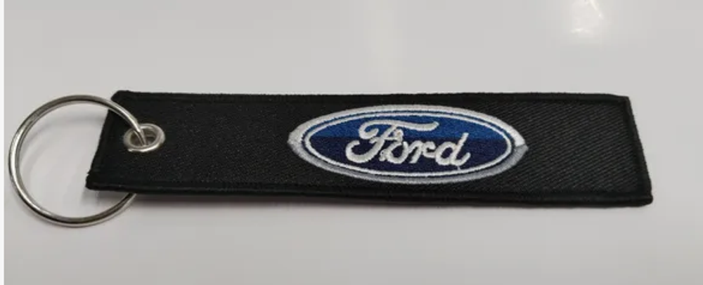 Брелок для ключей Ткань (Плоский) вышивка 13*3мм с кольцом- ФОРД/FORD (без уп) 2020-41