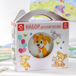 3850490 Набор детской посуды Доляна «Щенок», 3 предмета: кружка 230 мл, миска 400 мл, тарелка d=18 с