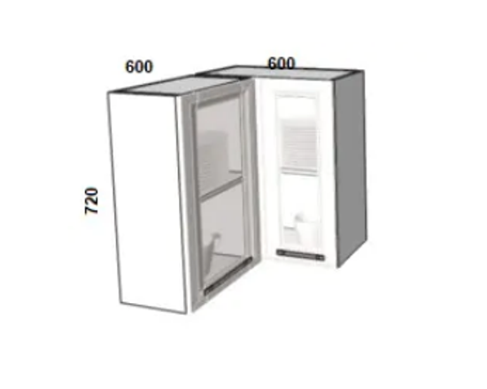 Шкаф МАРТА угловой прямой с витриной ВШУ - п60в