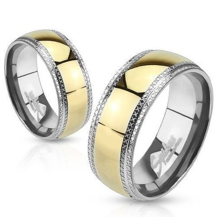 Необычное обручальное кольцо из ювелирной стали с позолотой для мужчин и женщин SPIKES R-H0944