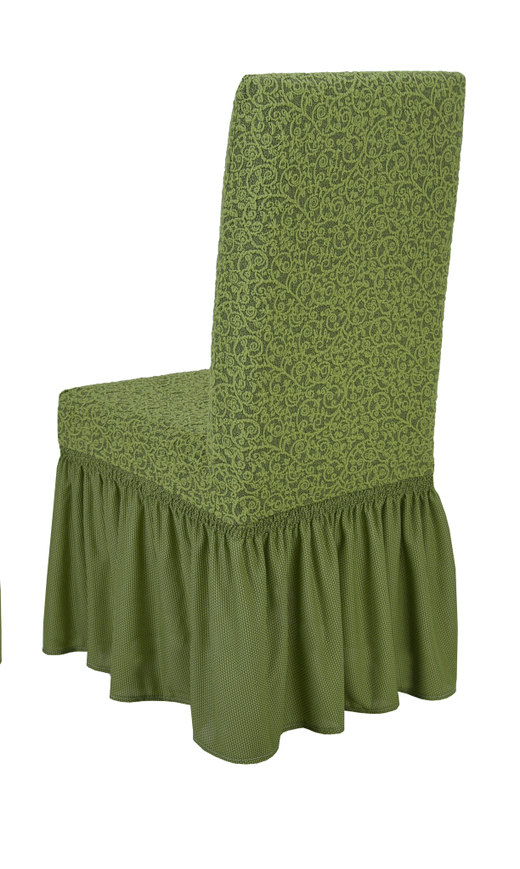 Чехол на стул с оборкой Жаккард, цвет Зеленый Светлый