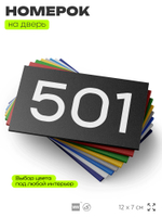 Номер на дверь 501, табличка на дверь для офиса, квартиры, кабинета, аудитории, склада, черная 120х70 мм, Айдентика Технолоджи