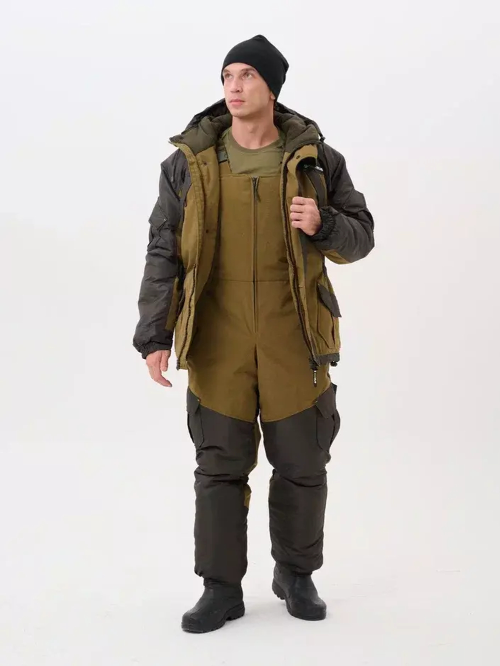 Зимний мужской костюм Onerus "Горный -45" (Брезент/Таслан), Полукомбинезон, Хаки