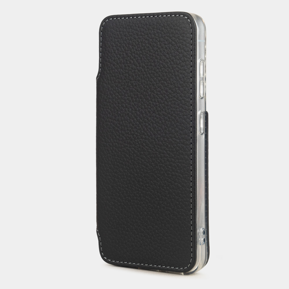 Чехол-книжка для Samsung Galaxy S25 Plus из кожи теленка, черного цвета