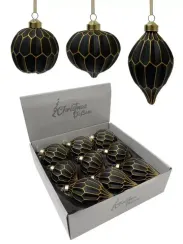 Набор винтажных стеклянных украшений Готика 80 мм., черный-золото, 9 шт., Christmas DeLuxe (13057)