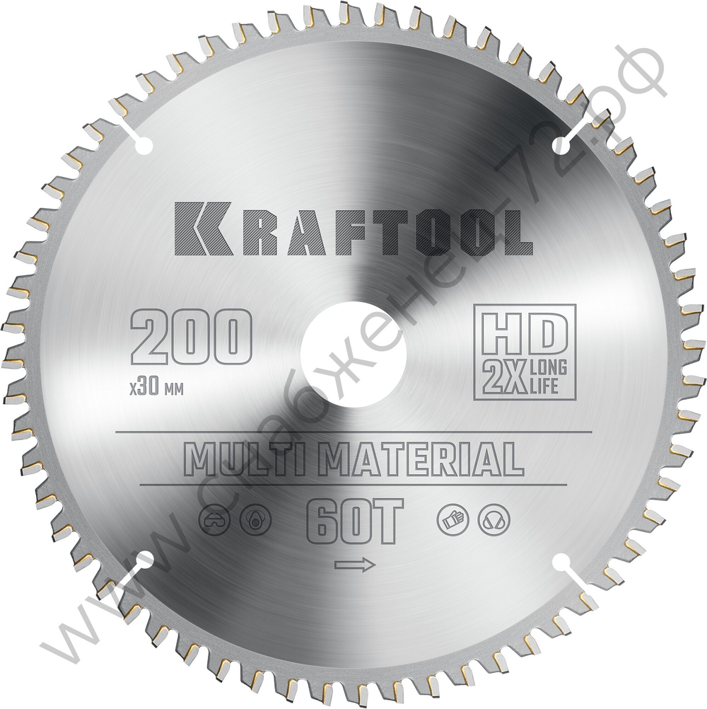 KRAFTOOL Multi Material 200х30мм 60Т, диск пильный по алюминию