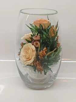 натуральные розы в стекле, вакуум