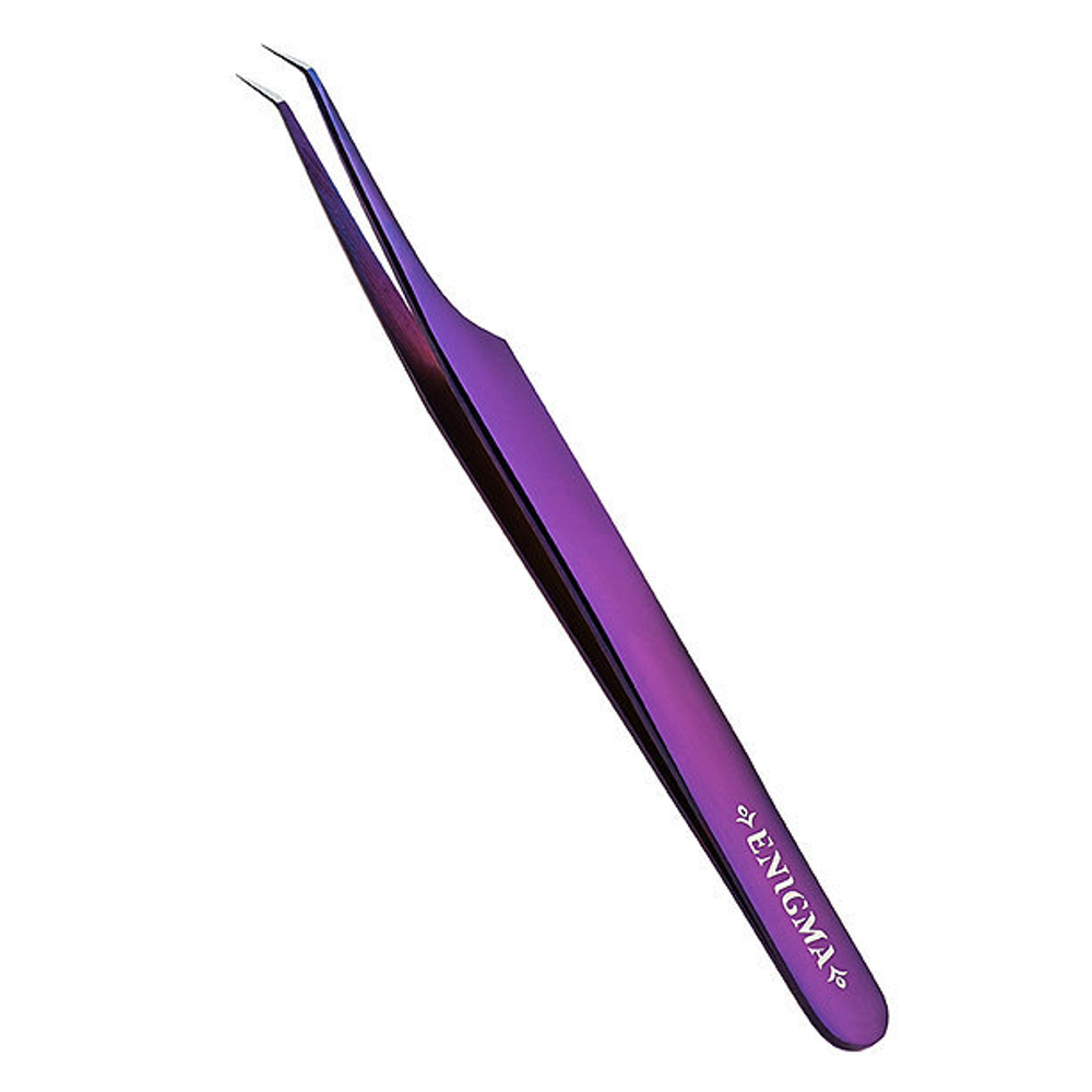 Пинцет Мини L-45 Enigma (Purple mettalic, фиолетовый) с ручной заточкой extra-sharp