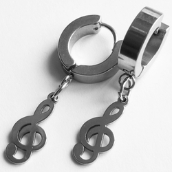 Серьги кольца "Скрипичный ключ" (16х7мм) для пирсинга ушей. Медицинская сталь. Цена за пару