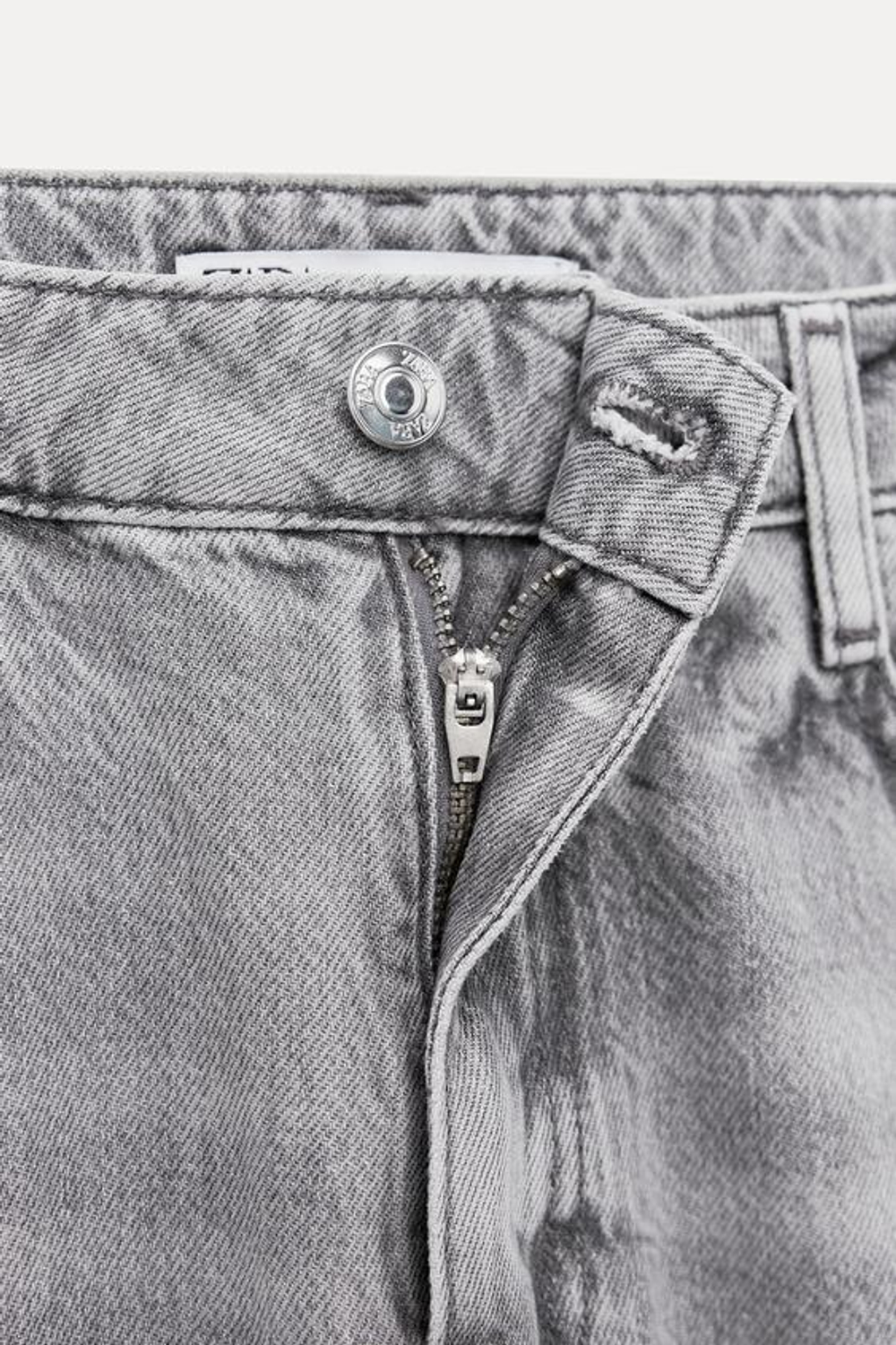 ZARA ДЖИНСЫ Z1975 STRAIGHT LEG HIGH WAIST, СВЕТЛО-СЕРЫЙ