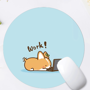 Коврик для мыши "Корги работает" (круг.)