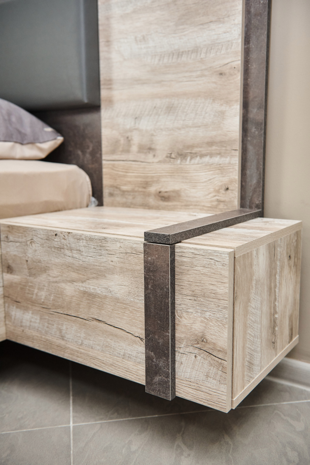 Кровать с настилом Клео Дуб Юкон/Ателье темное 1600