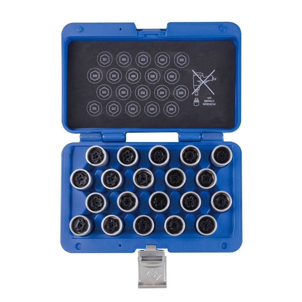 KING TONY (9BW0120) Набор насадок для монтажа/демонтажа секреток колес VW, 20 предметов