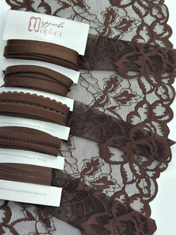 Эластичное кружево для белья цвет шоколад ширина 22 см
