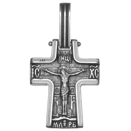 Крест из серебра/Чернение/С подвижным ухом/Георгий Победоносец