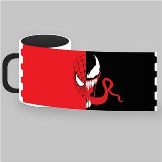 Кружка керамическая объем 330мл, "Человек-паук и Веном”, (черная)