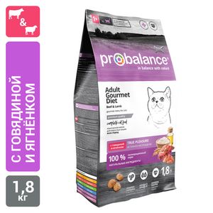 Сухой корм ProBalance Gourmet Diet для взрослых кошек с говядиной и ягненком