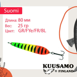 Блесна колебалка Kuusamo Suomi 80/25 GL/GR/FYe/R-C UV