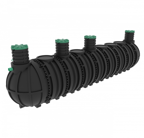 Септик переливной Мультпласт Профи М45 S 45000 л. горизонтальный / 18000 л. в сутки / до 90 чел. / самотечный сброс (11530x2400x2400см;2 000кг;черный) - арт.561568