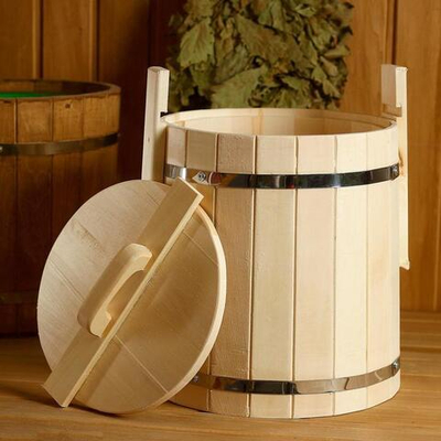 Кадка из липы с крышкой (объем 15 литров) (Цвет: не задано)