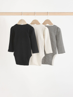 Боди с длинным рукавом для малышей Next N95-272, 3 шт., Черный, Молочный