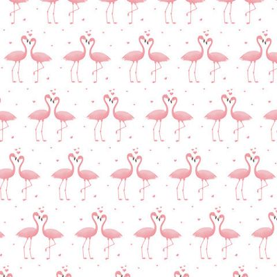 Влюбленные розовые фламинго и сердечки
