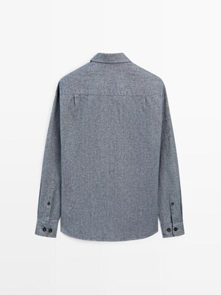 Massimo Dutti Меланжевая куртка-рубашка с карманом, линялый синий