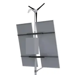 Автономная система освещения на опоре (2 солнечные панели 585 Вт + ветрогенератор 400 Вт)