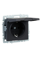 BRITE Розетка 1-местная с заземлением с защитными шторками и крышкой 16А IP20 РСбш10-3-БрГ графит IEK