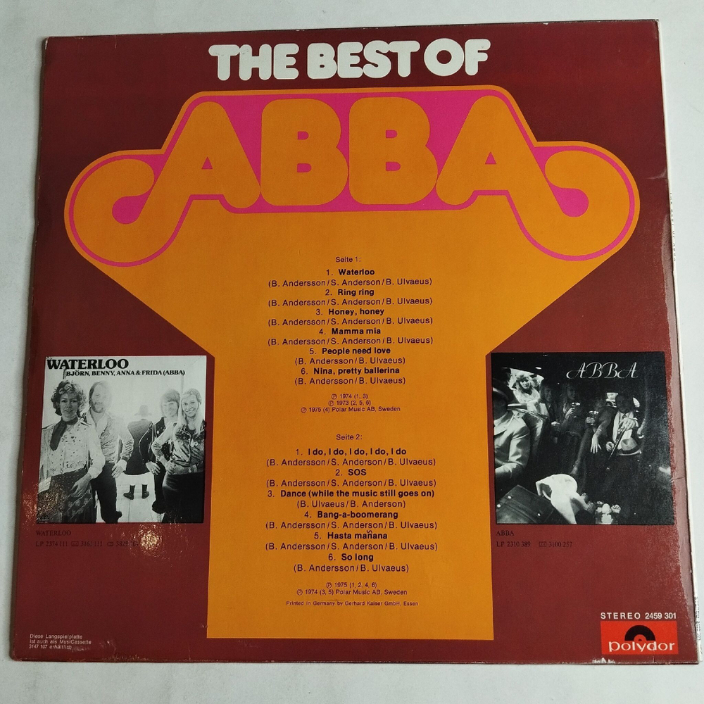 Винтажная виниловая пластинка LP The Best Of ABBA АББА (Germany 1975)